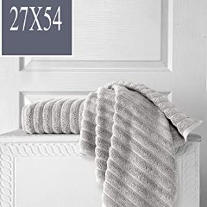 Classic Turkish Towels Luxury Ribbed 2 Piece Bath Towel Set - 100% Turkish Cotton Absorbent, Quick-Dry, Premium Towels for Bathroom, 27x54 inches (Platinum)