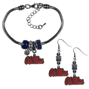 ncaa siskiyou sports womens mississippi ole miss rebels euro bead earrings and bracelet set one size team color