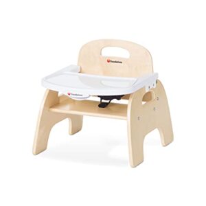 foundations easy serve low wood feeding chair with removable tray and 3-point harness (7 inch seat height)