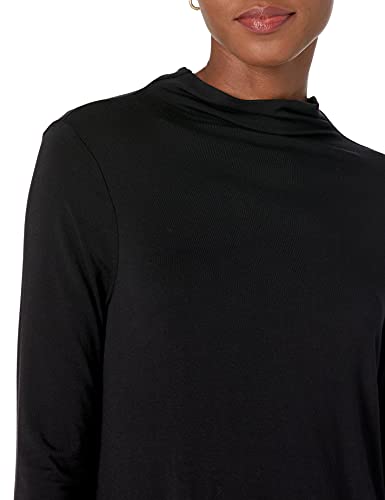 Amazon Essentials Women's Jersey Long-Sleeve Mock Neck Swing Tunic (Previously Daily Ritual), Black, Medium