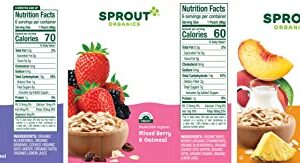 Sprout Organics, Stage 2 Variety Pack, Blueberry Banana Oatmeal, Mixed Berry Oatmeal & Peach Oatmeal with Coconunt Milk, 6+ Month Pouches, 3.5 oz (18-count)