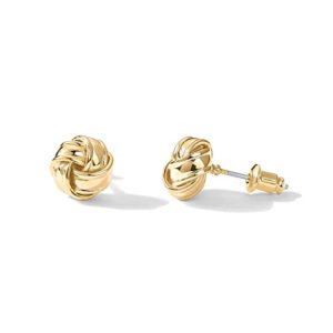 pavoi 14k yellow gold plated sterling silver post love knot stud earrings | gold earrings for women