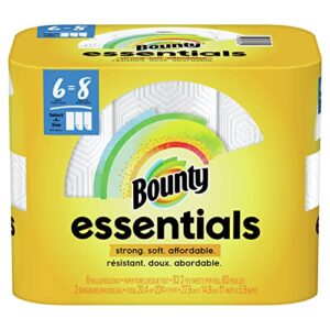 Bounty Essentials 2-Ply Paper Towels, Select-A-Size, 11" x 5 7/8", White, 83 Sheets Per Roll, Carton Of 6 Rolls