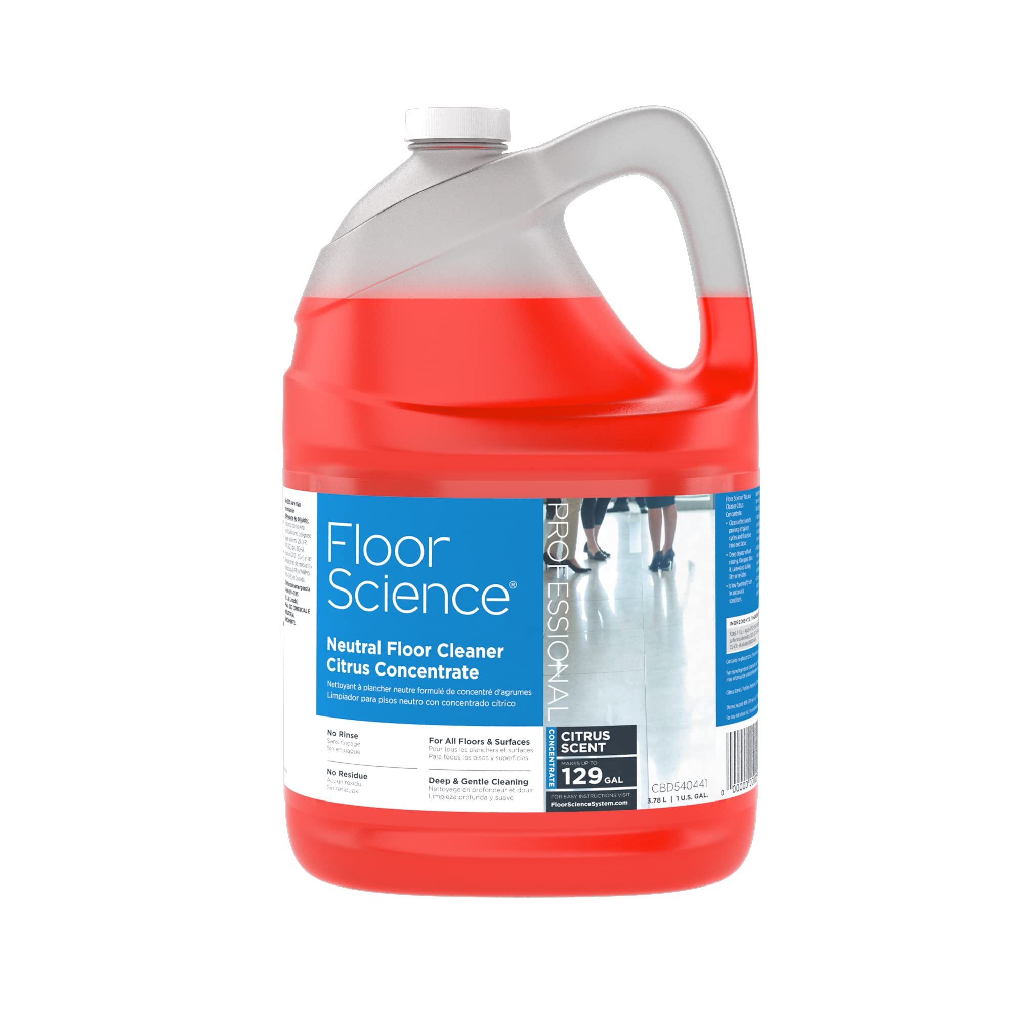 Diversey CBD540441 Floor Science Professional Neutral Floor Cleaner, Deep & Gentle Cleaning with No Residue or Rinse Required, Citrus Scent, Concentrate, 1-Gallon