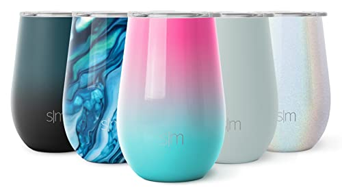 Simple Modern Wine Tumbler with Lid | Cute Stemless Glass Cup with Press-In Lid | Insulated Stainless Steel Coffee Mug | Gifts for Women Men Him Her | Spirit Collection | 12oz | Sorbet