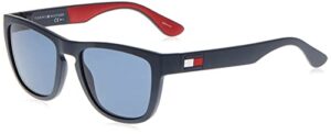 tommy hilfiger men's th1557/s square sunglasses, blue & red & white, 54 mm