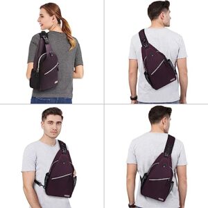 MOSISO Sling Backpack, Multipurpose Crossbody Shoulder Bag Travel Hiking Daypack, Purple, Medium