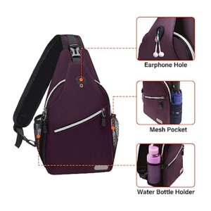 MOSISO Sling Backpack, Multipurpose Crossbody Shoulder Bag Travel Hiking Daypack, Purple, Medium