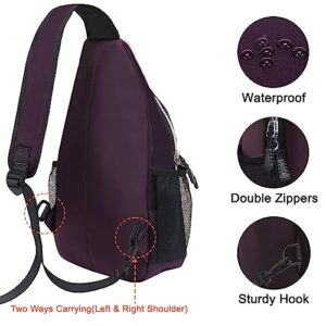 MOSISO Sling Backpack, Multipurpose Crossbody Shoulder Bag Travel Hiking Daypack, Purple, Medium