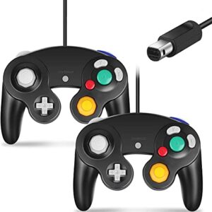 Cipon Gamecube Controller, Wired Controller Gamepad Compatible with Nintendo Wii/GameCube - Enhanced (Black & Black)