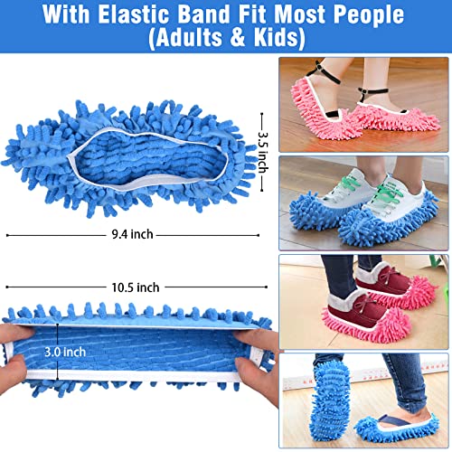 10Pcs Mop Slippers for Floor Cleaning Washable Shoes Cover Soft Microfiber Dust Mops Mop Socks Reusable for Women Men Kids Foot Dust Hair Cleaners Sweeping House Office Bathroom Kitchen