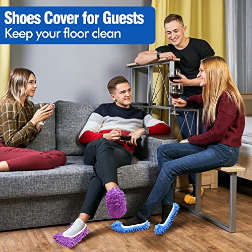 10Pcs Mop Slippers for Floor Cleaning Washable Shoes Cover Soft Microfiber Dust Mops Mop Socks Reusable for Women Men Kids Foot Dust Hair Cleaners Sweeping House Office Bathroom Kitchen