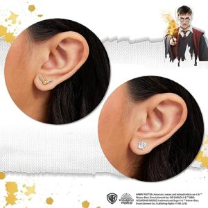 Harry Potter Jewelry, Stud Earrings Sets, 3 Pairs - HP, Deathly Hallows, and Golden Snitch, Gold Plated, Silver Plated