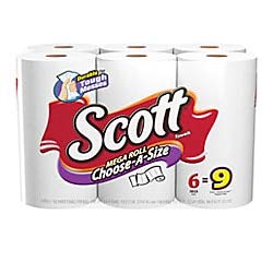 Scott Mega Roll Choose-A-Size Paper Towels, 102 Sheets Per Roll, Pack of 6 Rolls