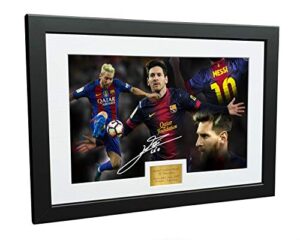 lionel messi 12x8 a4 signed celebration - barcelona - autographed photo photograph picture frame soccer gift