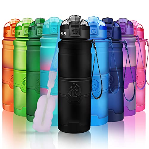 Sports Water Bottle, 400/500/700ml/1L, BPA Free Leak Proof Plastic Bottles For Outdoors,Camping,Cycling,Fitness,Gym,Yoga- Kids/Adults Drink Bottles With Filter,Flip Top,Lockable Lid Open With 1 Click