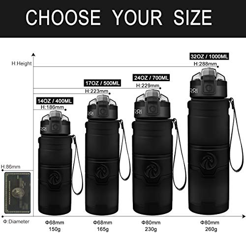 Sports Water Bottle, 400/500/700ml/1L, BPA Free Leak Proof Plastic Bottles For Outdoors,Camping,Cycling,Fitness,Gym,Yoga- Kids/Adults Drink Bottles With Filter,Flip Top,Lockable Lid Open With 1 Click