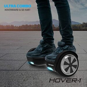 Hover-1 Ultra Electric Hoverboard & Go-Kart Combo | 7MPH Top Speed, 4HR Full Charge, Hand-Operated Rear Wheel Control, Adjustable Frame, Easy Installation