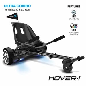 Hover-1 Ultra Electric Hoverboard & Go-Kart Combo | 7MPH Top Speed, 4HR Full Charge, Hand-Operated Rear Wheel Control, Adjustable Frame, Easy Installation