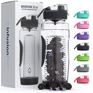 infusion pro 32 oz fruit infuser water bottle with insulated sleeve & 50 recipe fruit infusion water ebook : bottom loading, large water infuser for more flavor : unique gift idea for women