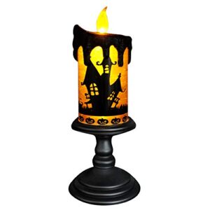 eldnacele halloween snow globe candles lighted lamp, battery operated spooky spinning water glittering tornado candles flameless candles table centerpiece for halloween celebration parties(castle)
