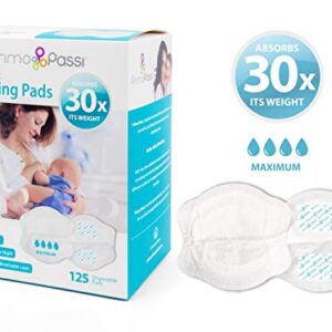 Stay Dry Disposable Nursing Pads for Breastfeeding, 125 Count Super Absorbent, Ultra Comfortable, and Individually Wrapped Leakproof - by Primo Passi