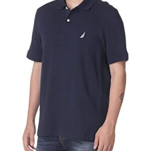 Nautica Men's Short Sleeve Cotton Pique Polo Shirt, Navy Solid, Medium