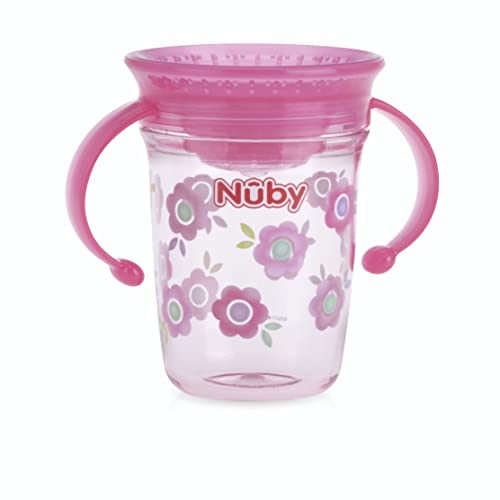 Nuby Tritan No Spill 2 Handle 360 Degree Printed Wonder Cup, Prints May Vary, 1pk