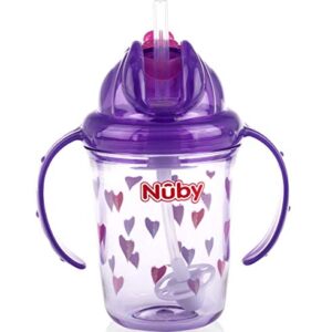 Nuby Tritan No Spill Flip N' Sip Twin Handle Printed Cup with 360 Weighted Straw