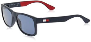 tommy hilfiger men's th1556/s rectangular sunglasses, bl redwht, 56 mm