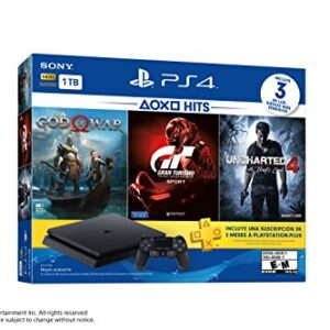 PlayStation 4 Slim (1TB) PS4 Hits Console Bundle includes God Of War, GT Sport, Uncharted 4 (Import Version)