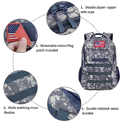 outdoor plus Camo Backpack,Military Teen Boys Backpacks for School, Army Bookbag with USB Charging Port,40L