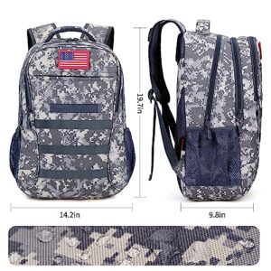 outdoor plus Camo Backpack,Military Teen Boys Backpacks for School, Army Bookbag with USB Charging Port,40L