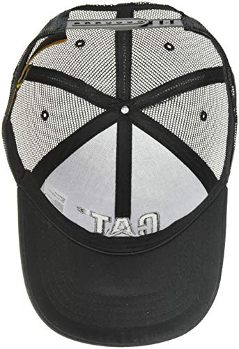 Caterpillar Men's Raised Logo Hats with Embroidered Front and Contrast Mesh Back with Plastic Snapback Closure, Black, One