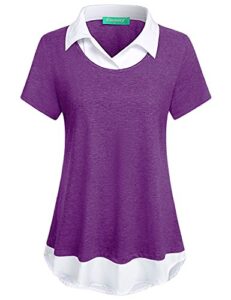 kimmery business casual tops for women summer shirts for women 2023 trendy womens short sleeve tops for women 2023 purple xl