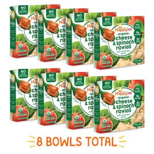 Happy Tot Organics Love My Veggies Bowl, Cheese & Spinach Ravioli with Marinara Sauce, 4.5 Ounce Pouch (Pack of 8) packaging may vary