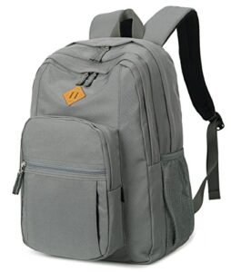 abshoo classical basic womens travel backpack for college men water resistant bookbag (grey)