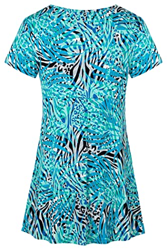 Tencole Womens Blouses and Tops Dressy Summer Tunic Tops Round Neck Cyan