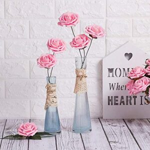 MACTING 2 Dozens 3.5 Inch Feeding Bottle Candy Box with 5 Pcs Artificial Flower Rose for Baby Shower Favor Gift Decoration (Pink)