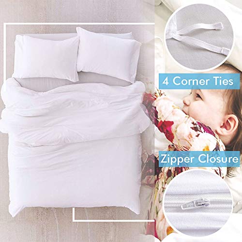 ATsense Duvet Cover King Size, 100% Washed Cotton Linen Feel Super Soft Comfortable, 3-Piece White Duvet Cover Bedding Set, Durable and Easy Care, Simple Style Farmhouse Comforter Cover