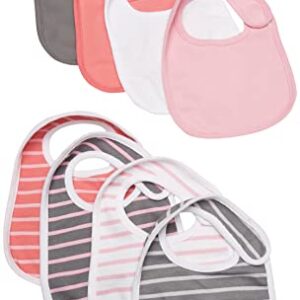 Hanes unisex baby Ultimate Flexy 8 Pack Bibs Handkerchief, Pink/Grey, NO SIZE US