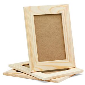 diy picture frames, 4x6 craft frames set, unfinished solid pine wood diy photo frames, for arts and crafts diy painting projects, set of 3 (6x8 frame size holds 6x4 pictures) for adults and kids craft