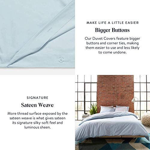 Brooklinen Luxury Sateen Duvet Cover - 100% Cotton, Full/Queen Size in Cream with Extra-Long Corner Ties and Button Closure| Best Luxury Sheets