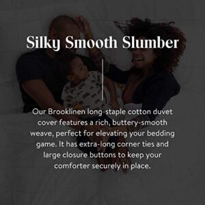 Brooklinen Luxury Sateen Duvet Cover - 100% Cotton, Full/Queen Size in Cream with Extra-Long Corner Ties and Button Closure| Best Luxury Sheets