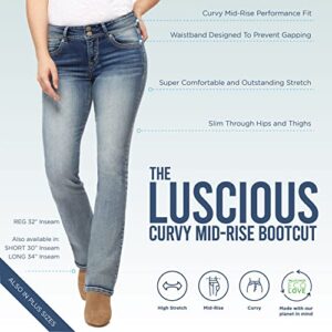 WallFlower Women's Luscious Curvy Bootcut Mid-Rise Insta Stretch Juniors Jeans (Standard and Plus, Jenna, 20 Plus