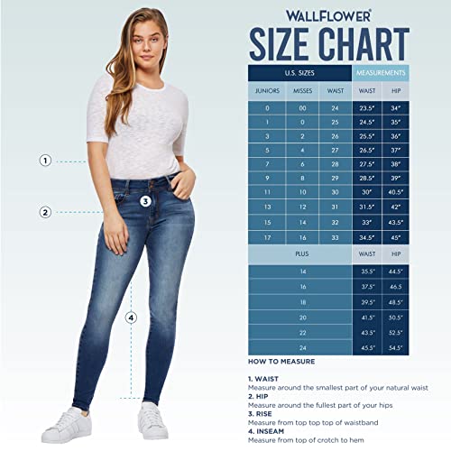 WallFlower Women's Luscious Curvy Bootcut Mid-Rise Insta Stretch Juniors Jeans (Standard and Plus, Jenna, 20 Plus