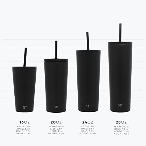 Simple Modern Insulated Tumbler with Lid and Straw | Iced Coffee Cup Reusable Stainless Steel Water Bottle Travel Mug | Gifts for Women Men Her Him | Classic Collection | 24oz | Blush