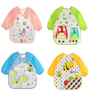 haimoburg 4 pcs long sleeved baby bibs waterproof sleeved bib 9-36 monts