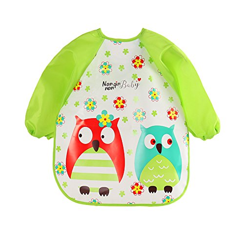 Haimoburg 4 Pcs Long Sleeved Baby Bibs Waterproof Sleeved Bib 9-36 Monts