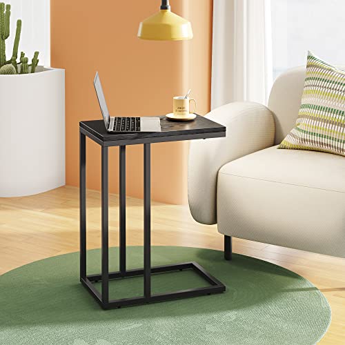 WLIVE Side Table, C Shaped End Table for Couch, Sofa and Bed, Large Desktop C Table for Living Room, Bedroom, Black